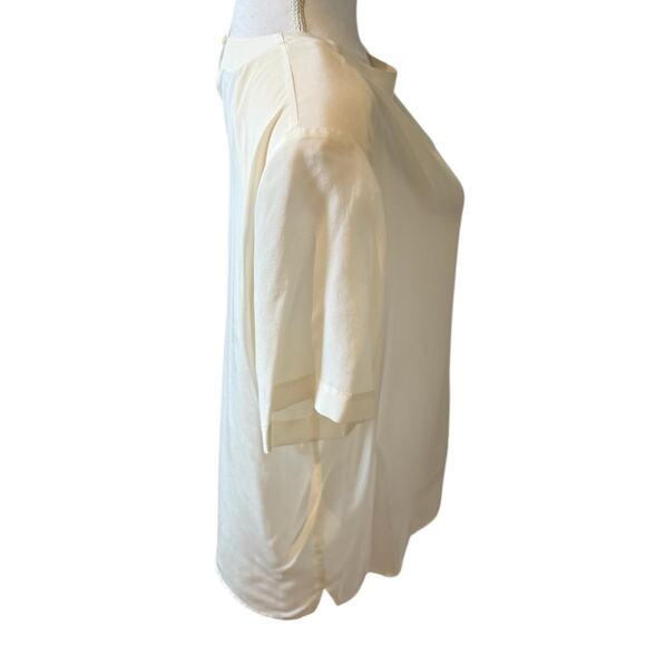 Anna and Frank Woman Silk Short Sleeve Shirt Cream 18 - Picture 3 of 5